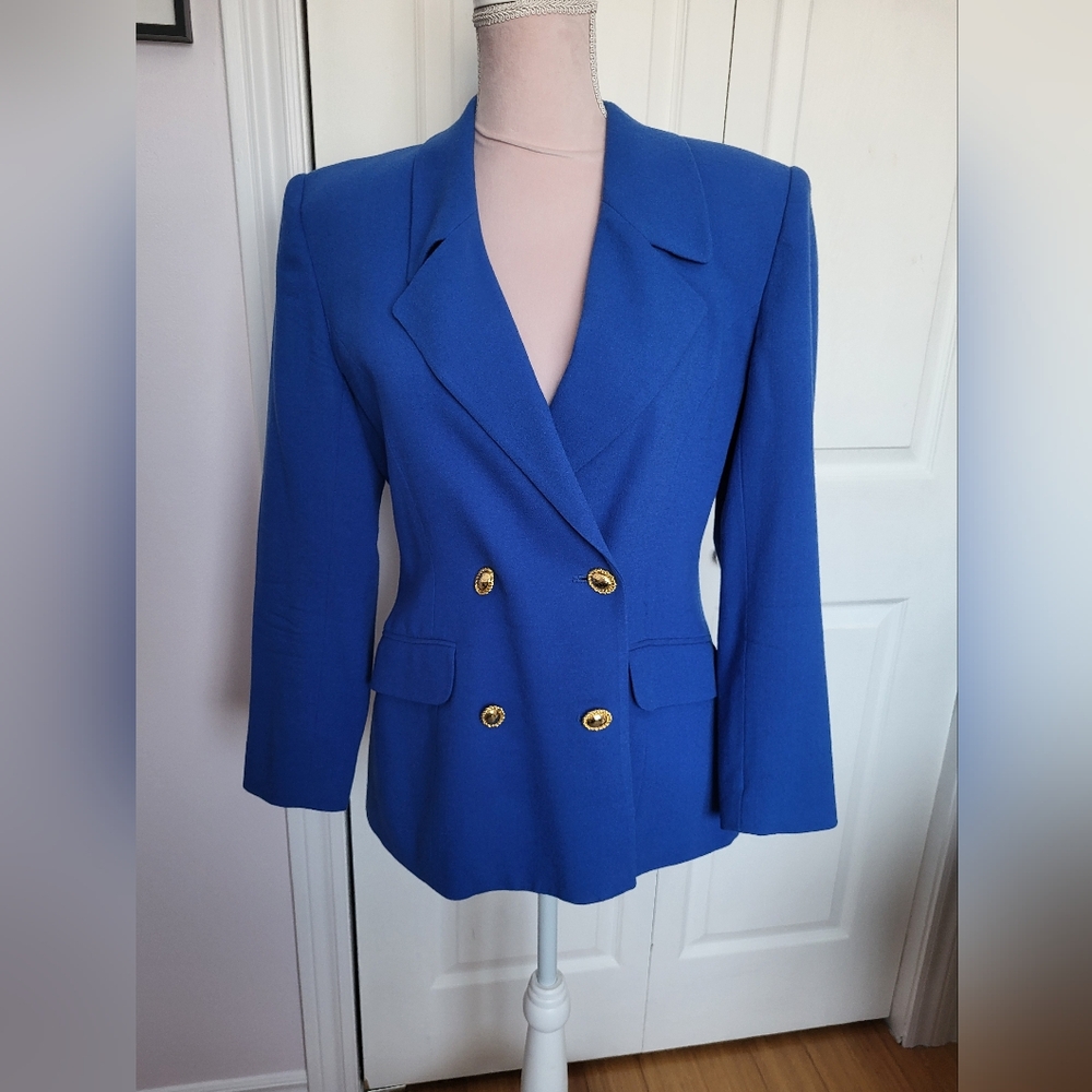 Vintage Ports Elegant Blue Double-Breasted Women's Blazer sz 6